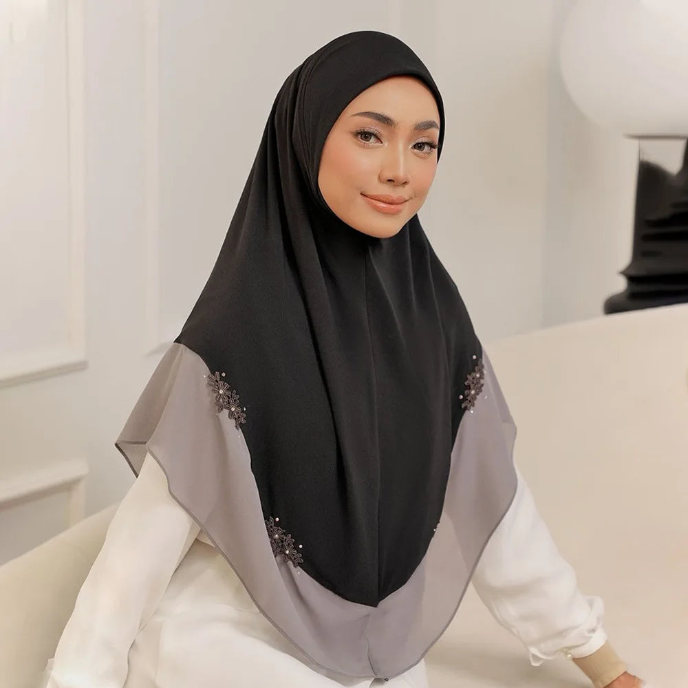 Elegant Instant Hijab Headwrap for Muslim Women Hijab Shawl Islamic Scarves Easy to Wear Ramadan Eid Arab Hijab Turban Cap
