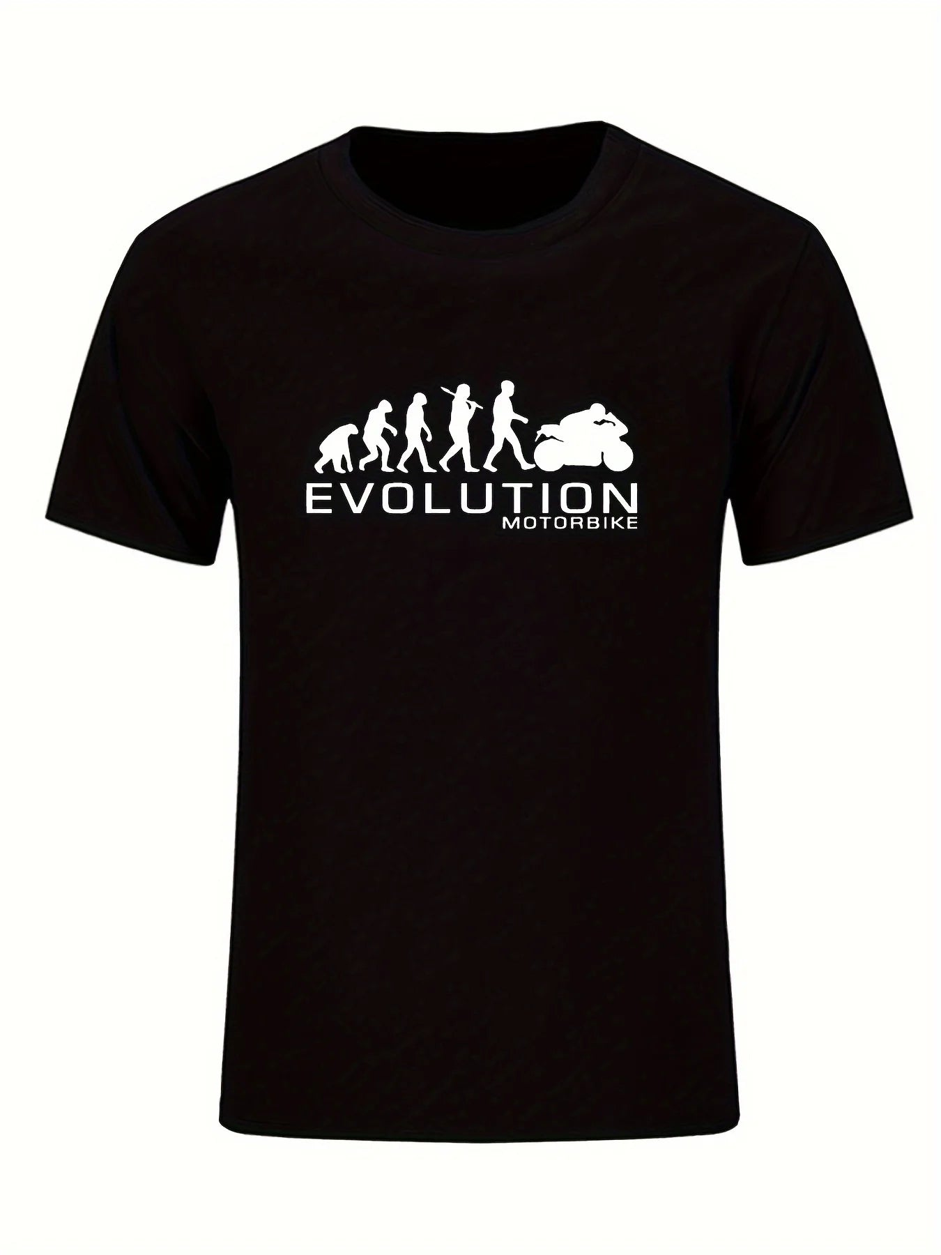 🏍️ Men’s Summer 100% Cotton Casual T-Shirt,Evolution Motorcycle Print | Loose Fit | Round Neck | Breathable Comfort