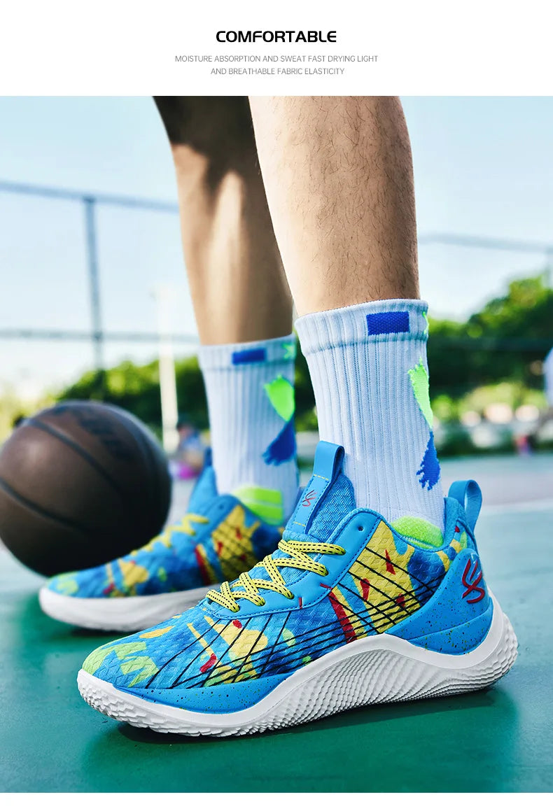 Summer New Men's Casual Shoes Breathable Comfortable Running Large Size Basketball Shoes Fashionable Versatile Couple Shoes