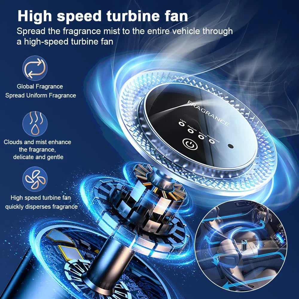 Caer Smart Car Air Freshener Rechargeable Cloud Mist Perfume Diffuser 3 Levels Adjustable Automobile Interior Humidifier Kit