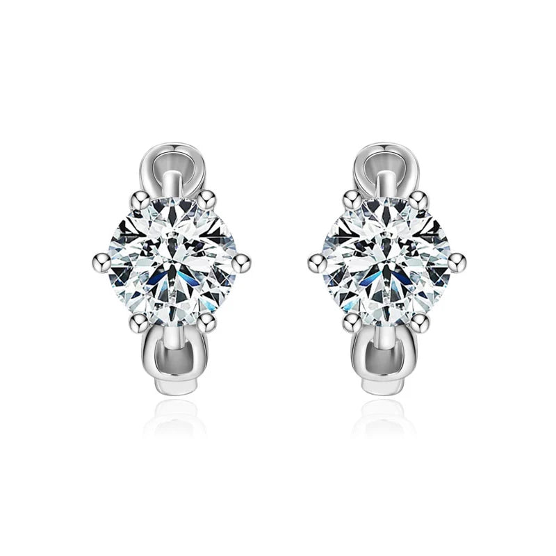 Lnngy Shining1CT Round Moissanite Hoop Earrings With Certificate 925 Sterling Silver Six Claw Earring 2025 Jewelry New Arrivals