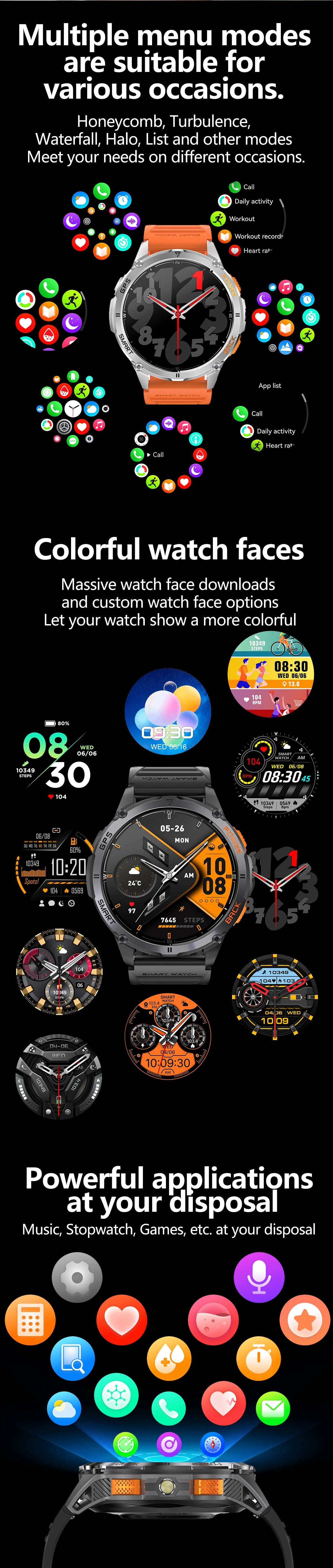 LIGE New GPS tracking Smart Watch BT Call 466*466 AMLOED Screen Heart Rate 530mAh Battery Outdoor Compass Flashlight Smartwatch