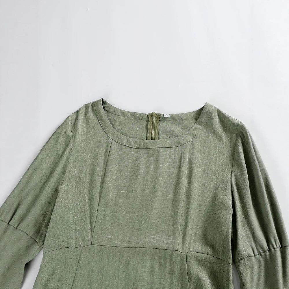 Rafiah Summer Dresses Comfortable Daily Solid Color Long Sleeve Square Neck Maxi Loose Fit Daily Long Dresses For Women