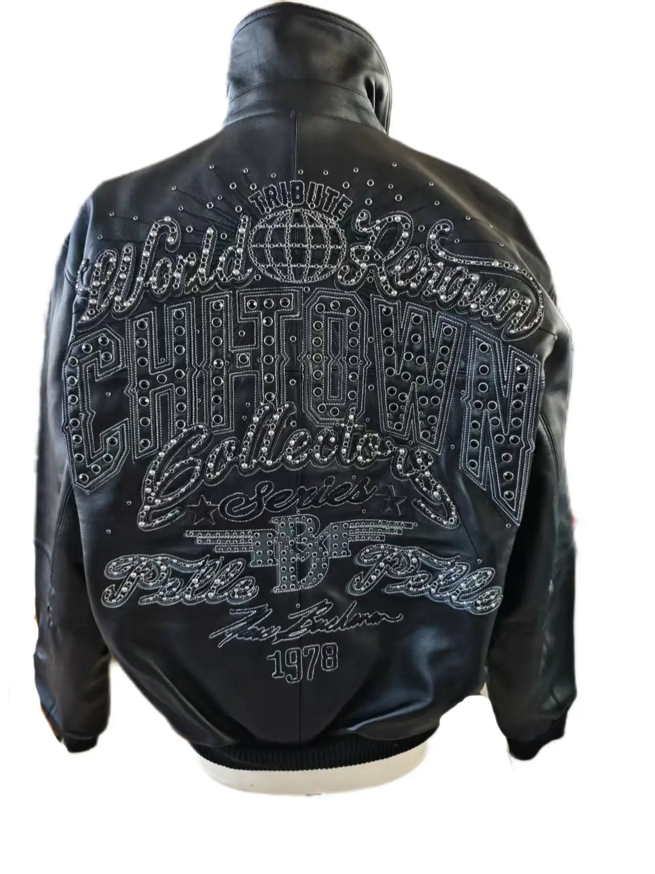 US size men's Hip Hop Sheep skin Varsity Jacket Embroidered Diamond Classic Casual Sport genuine leather Coat tops