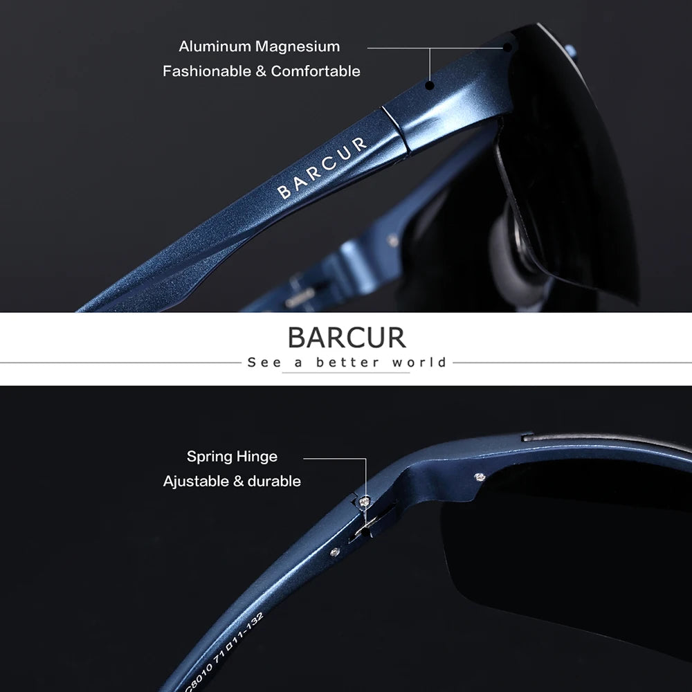 BARCUR Aluminium Magnesium Sunglasses for Men Polarized UVA&B Protection Photochromic Ultralight Sun Glasses Sports Eyewear