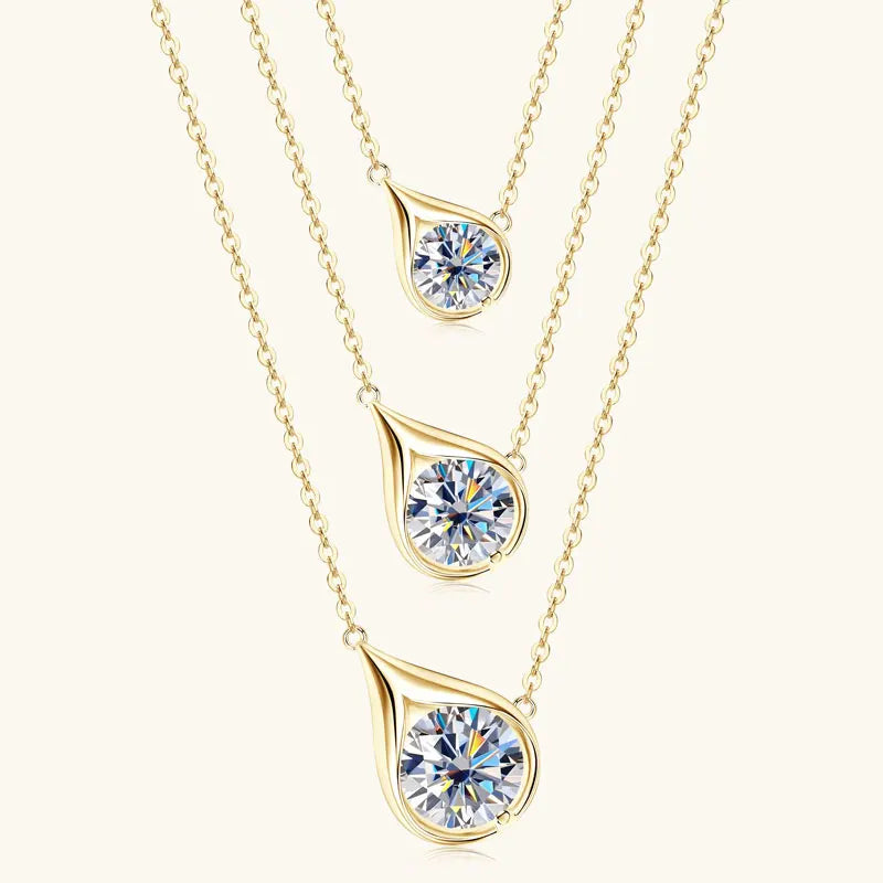 Lnngy Certified GRA 6.5mm/8mm/9mm Moissanite Necklace 925 Sterling Silver Waterdrop Pendant Necklaces For Women Neck Jewellry