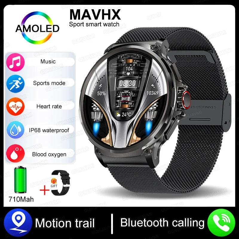 2025 New 1.85-Inch Ultra HD Smart Watch Men GPS Track Bluetooth Call 710 mAh Large Battery 400+Dial Smartwatch For Huawei Xiaomi