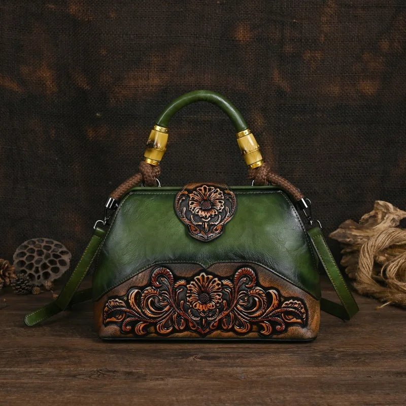 MOTAORA Handmade Luxury Handbags For Women Leather Shoulder Bags 2025 New Vintage Carved Ladies Hand Bags Designer Luxury Bag