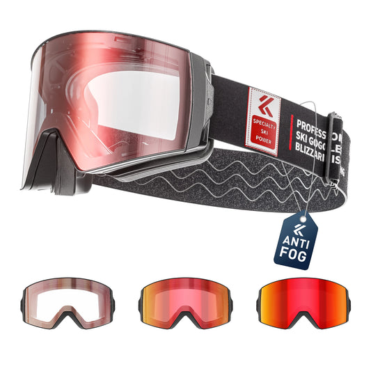 KAPVOE Photochromic Ski Snowboard Mask Goggle Men UV400 Protection Women Glasses Magnetic Attraction Anti-Fog Skiing Goggles