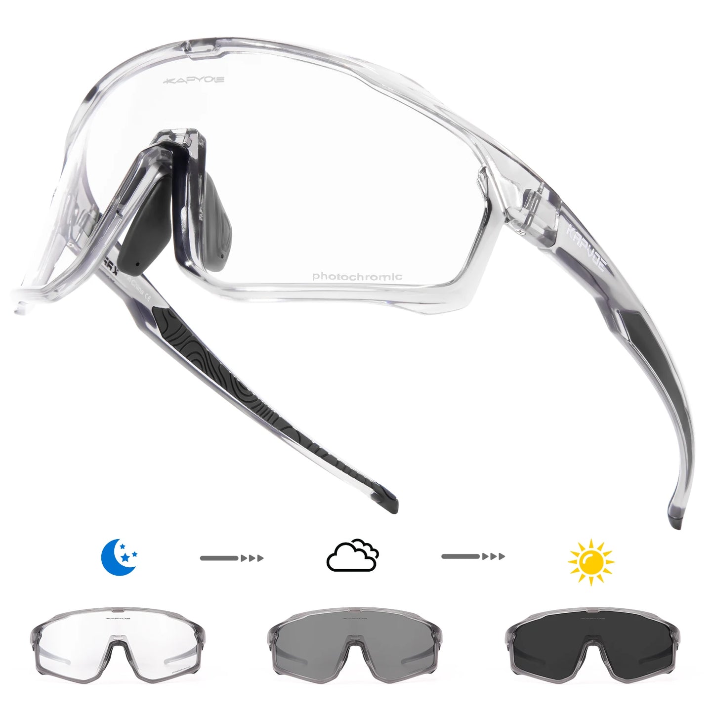 Kapvoe Photochromic Cycling Sunglasses for Men Women Bike Glasses Riding Driving UV400 Mountain Bicycle Goggles Eyewear Sports