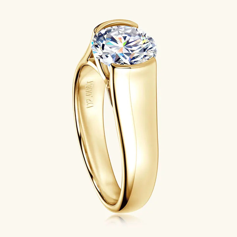 Lnngy Certified 8mm 2ct Moissanite Solitiare Ring For Women Original 925 Sterling Silver Wedding Rings With GRA Certificate