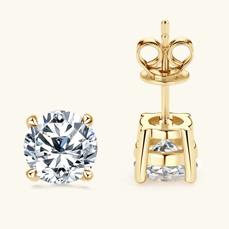18k Gold Plated 3.0CTW D Color Moissanite Diamond Jewely Set for Woman Sliver 925 Chain Pendant Necklace Stud Earrings Set Gift