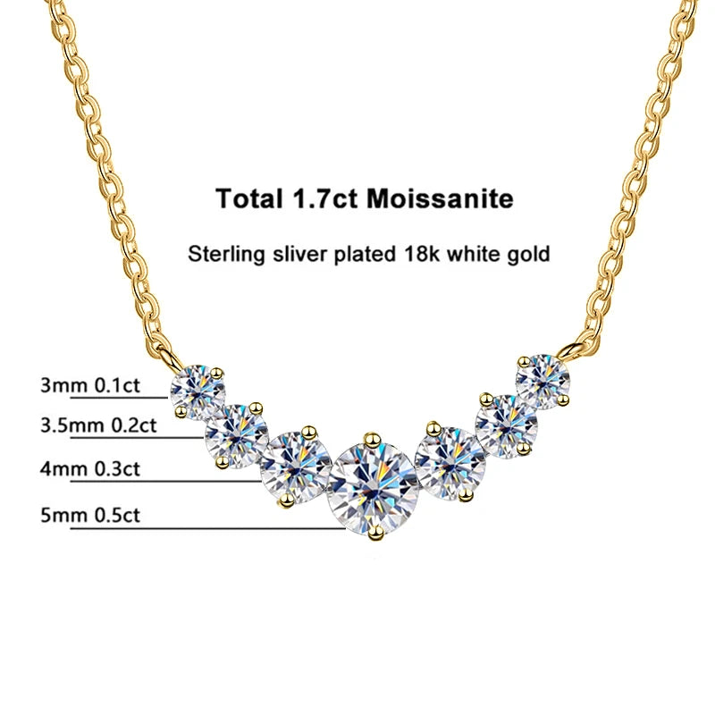JoyceJelly All D VVS1 Moissanite Necklace For Women GRA Certified 18k Yellow Gold Plated 925 Sterling Sliver Wedding Fine Jewely