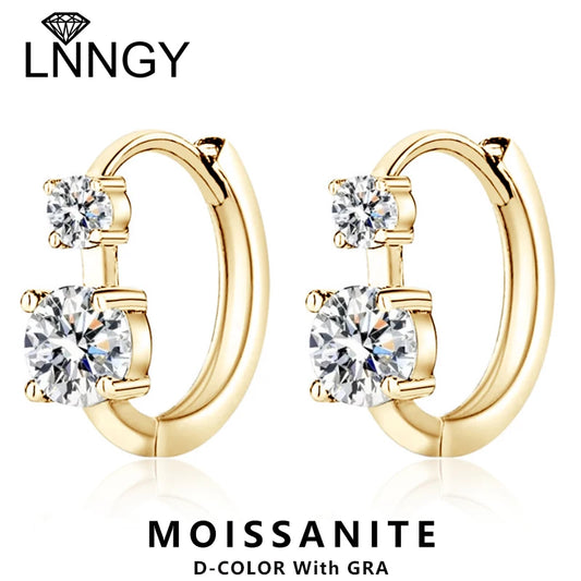 Lnngy 6.5mm Moissanite Earrings With Certificate Brinco Prata 925 Sterling Silver Hoop Earring For Women Korean Ear Jewerly