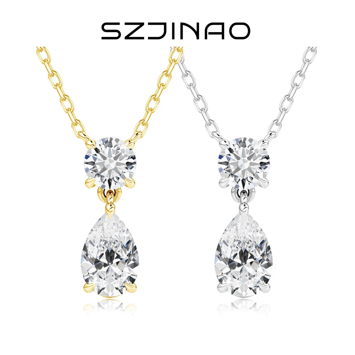 4ctw Pear Teardrop Cut Moissanite Diamond Pendant Necklace D Color GRA Certified 925 Silver Plated 18k Gold Jewelry for Women