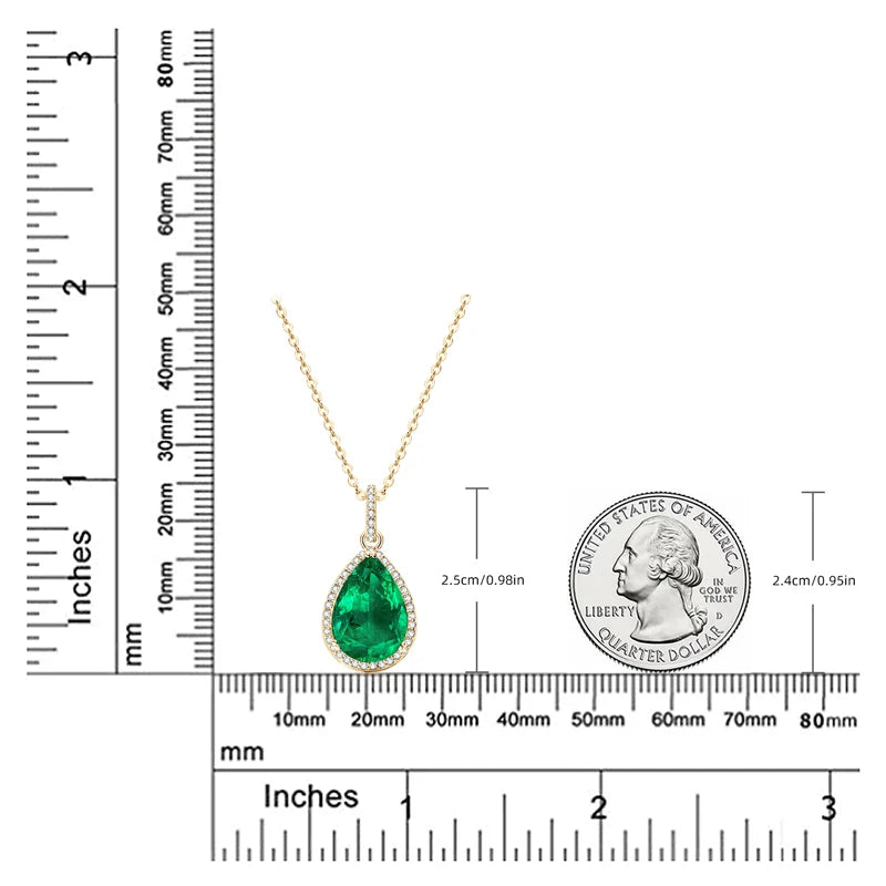 Lnngy Collar Plata 925 Sterling Silver Necklace Pear/Oval/Round Cut Artificial Emerald Pendant Necklaces for Wedding Jewlery