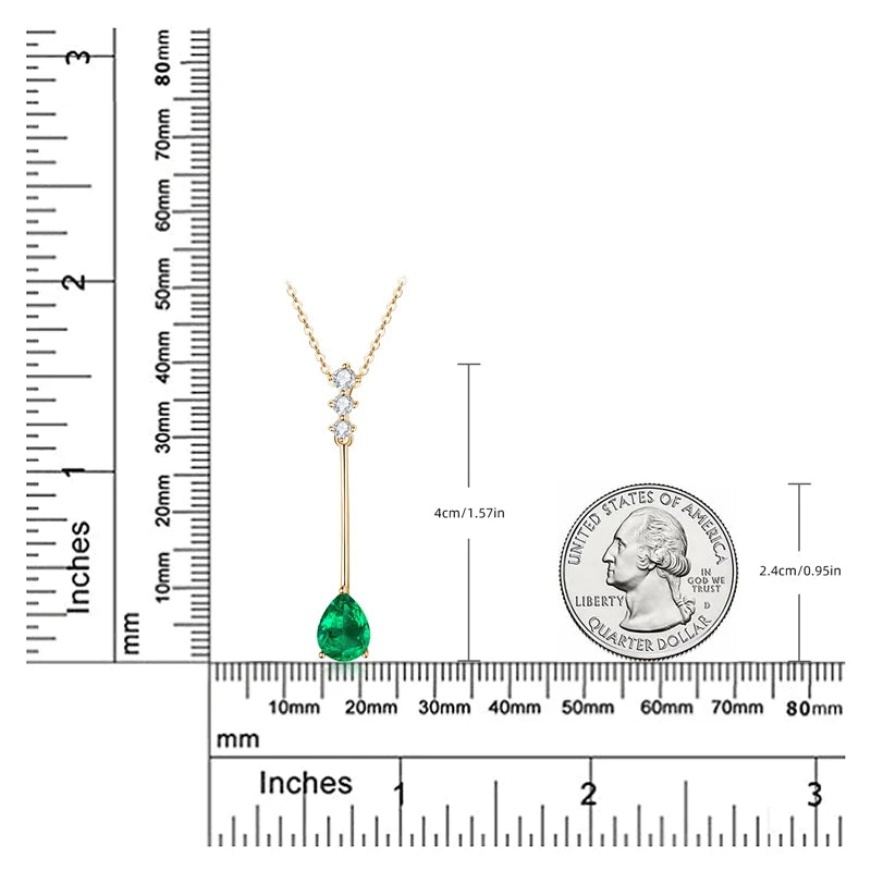 Lnngy 925 Sterling Silver Pear Cut Artificial Emerald Pendant Necklace Colorful Birthday Stone Necklaces Jewelry for Friends