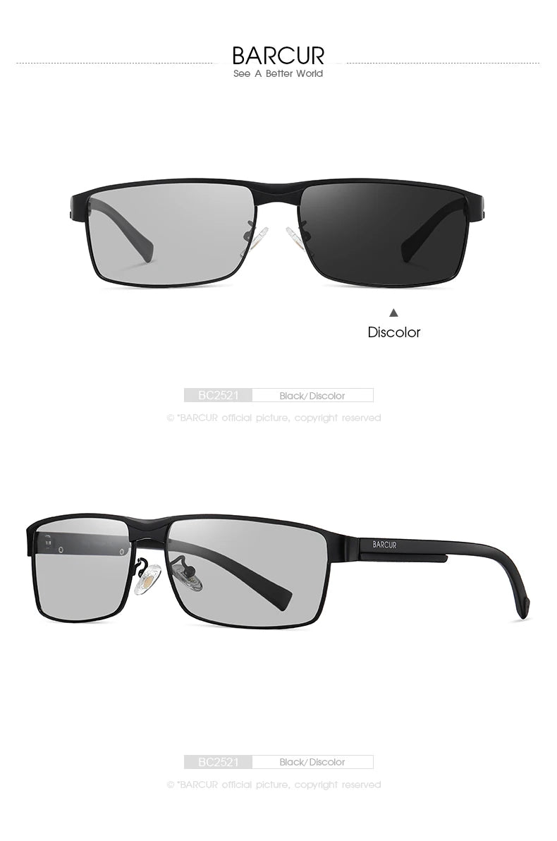 BARCUR Original Rectangle Business Sunglasses for Men Driving Hiking Sports Sun Glasses for Women Fashion Shades Oculos De Sol