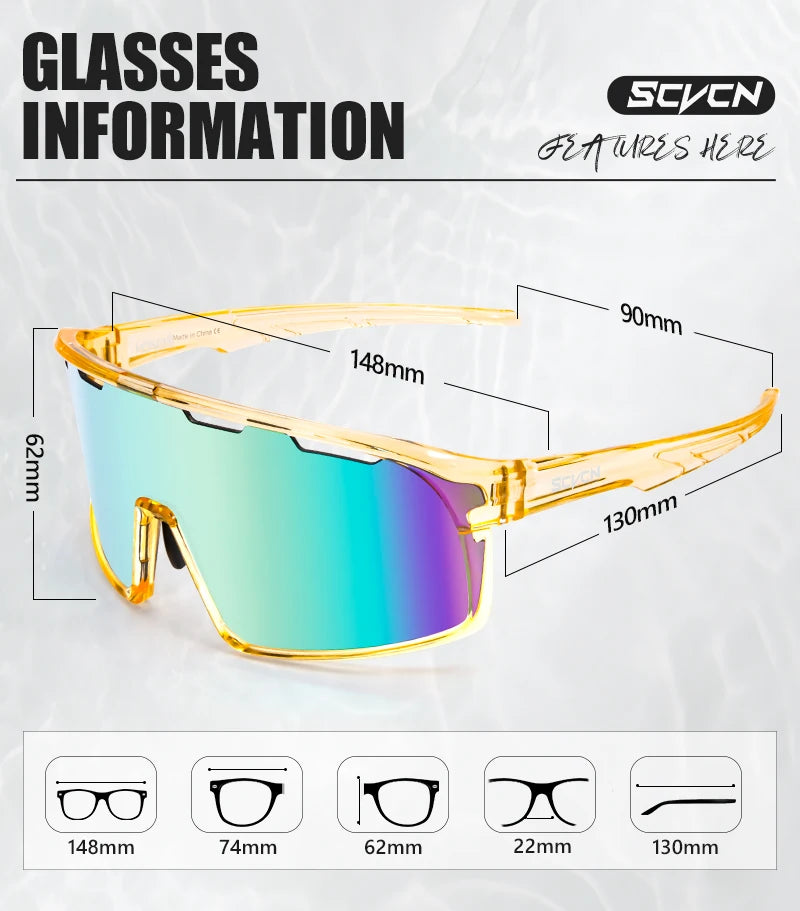SCVCN Hot MTB Bicycle Photochromic Sunglasses Men Outdoor Sports Cycling Glasses Women Driving Bike Eyewear UV400 Hiking Goggles