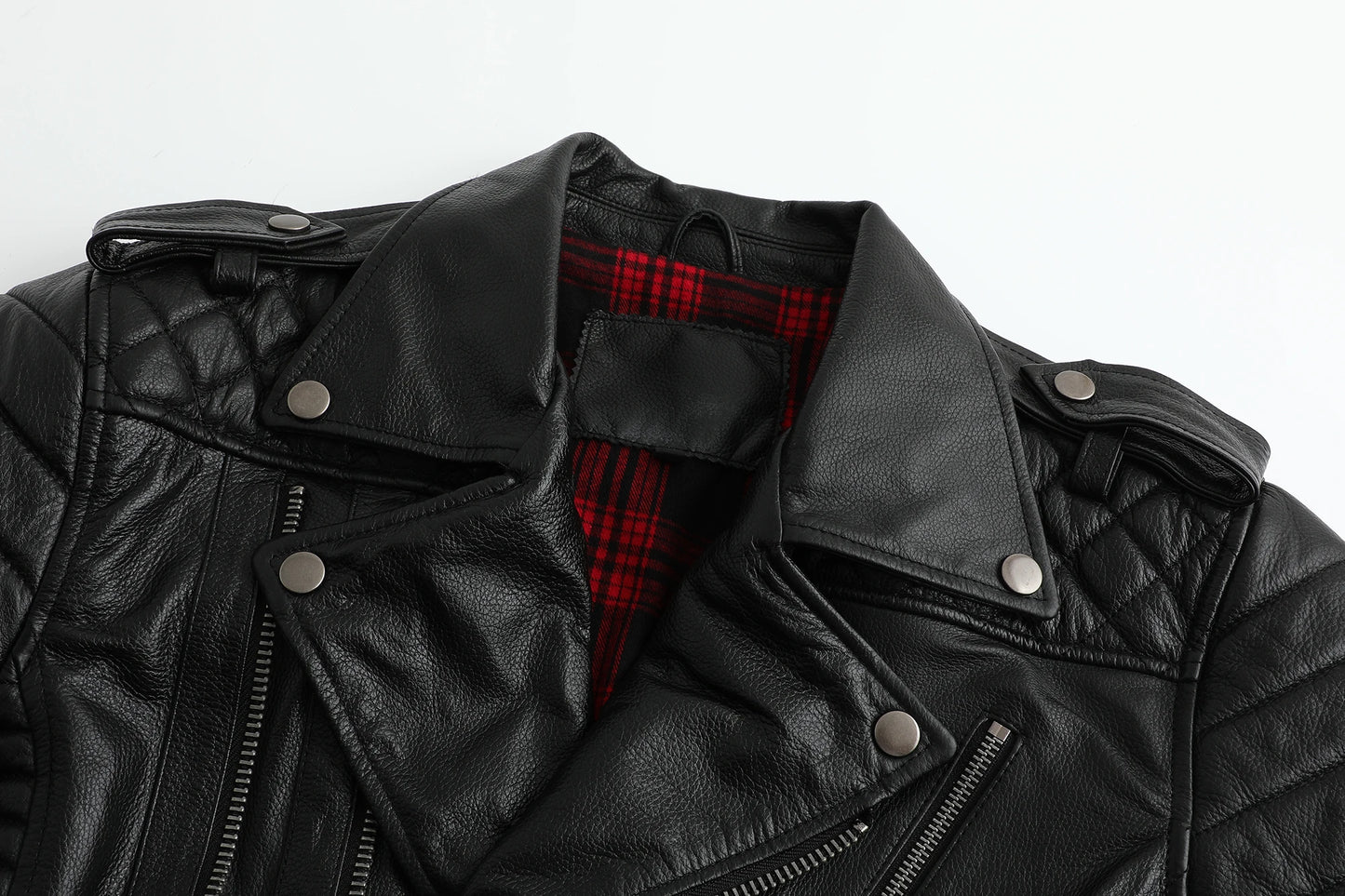 Men's First-Layer Cowhide Motorcycle Jacket – Slim Lapel Diagonal Zipper Flight Coat