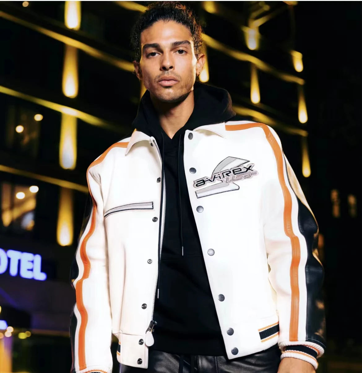 Varsity Jacket Colorblocking Men's Genuine Leather apparel America Size French Sheepskin Autumn Winter Warm Thickness Coat tops