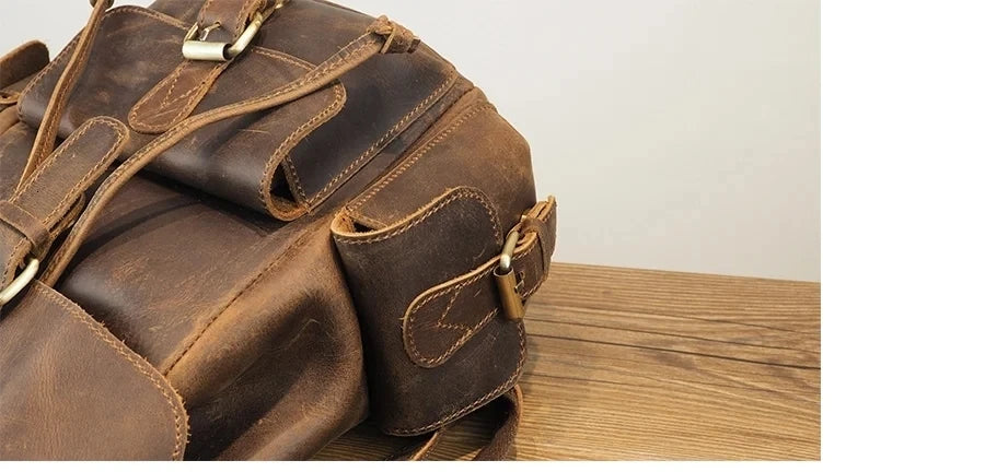 Crazy Horse Leather Shoulder Bag Retro Handmade Ladies Backpack Shoulder Diagonal Travel College School Bags For Teenage Girls