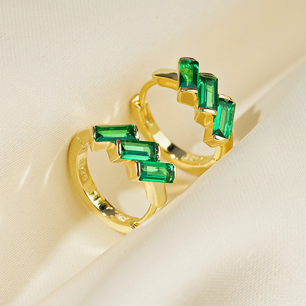 Lnngy Oval/Marqusie Cut Artificial Emerald Stud Earring for Women ohrringe silber 925 Sterling Silver Earring Daily Jewelry Gift