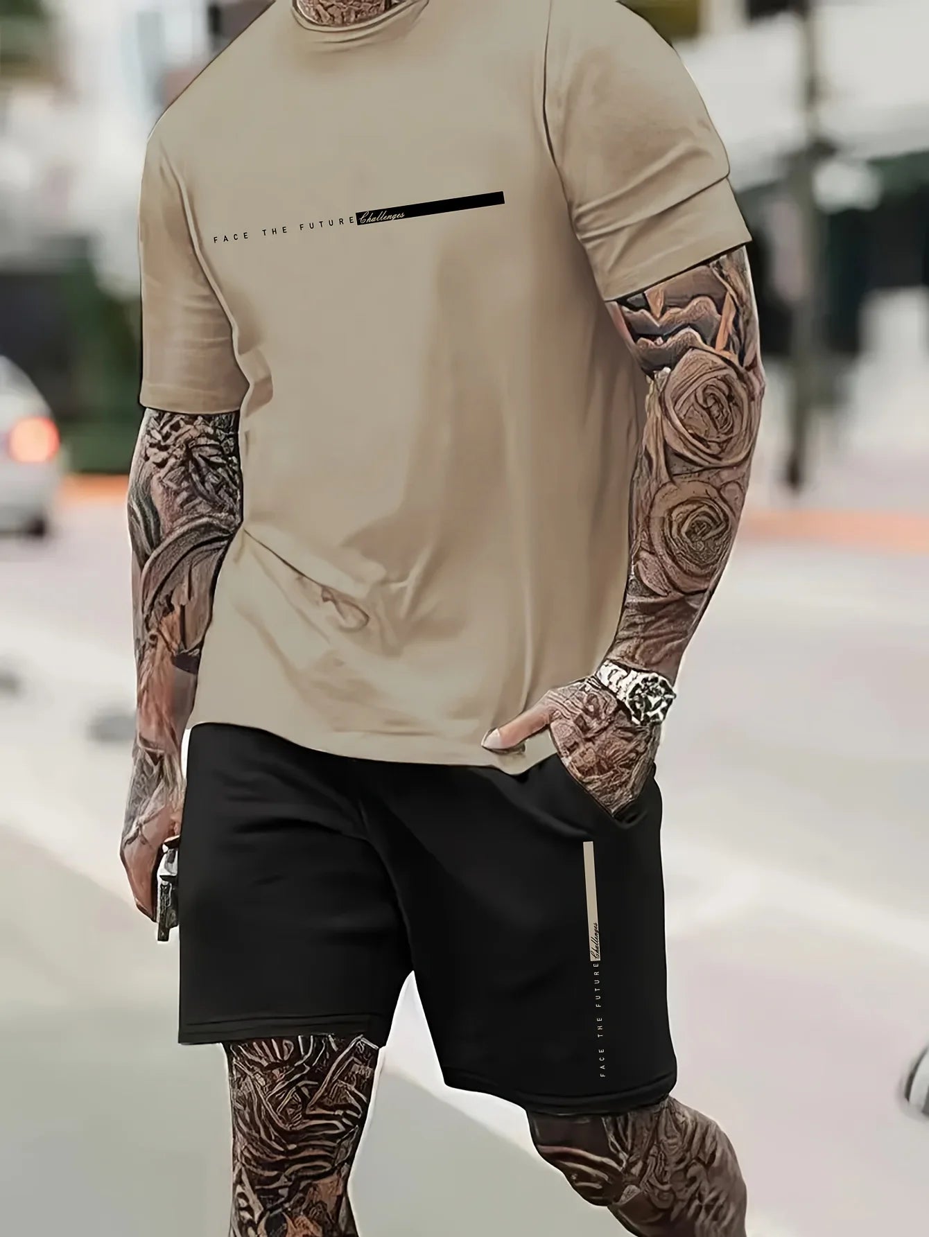 Men’s Summer Casual Two-Piece Set,Paris Letter Print | Oversized Loose Fit | T-Shirt + Shorts | Lightweight Comfort