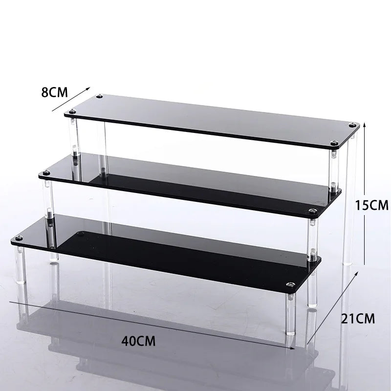 1-5 Tier Acrylic Display Stand Clear Display Riser Rack for Cupcake Perfume Doll Décor Organizer Amiibo Funko POP Figures DC05