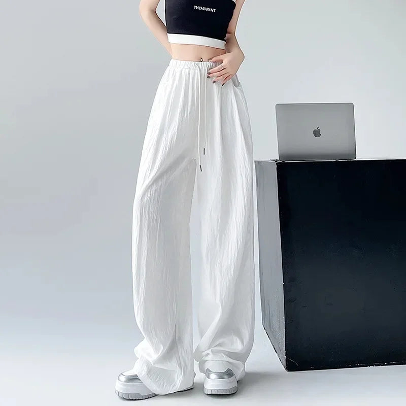 Ice Silk Wide Leg Pants Women Summer Thin Loose Casual Sun Protection Straight Leg Yamamoto Pants Lazy Dragging Pants