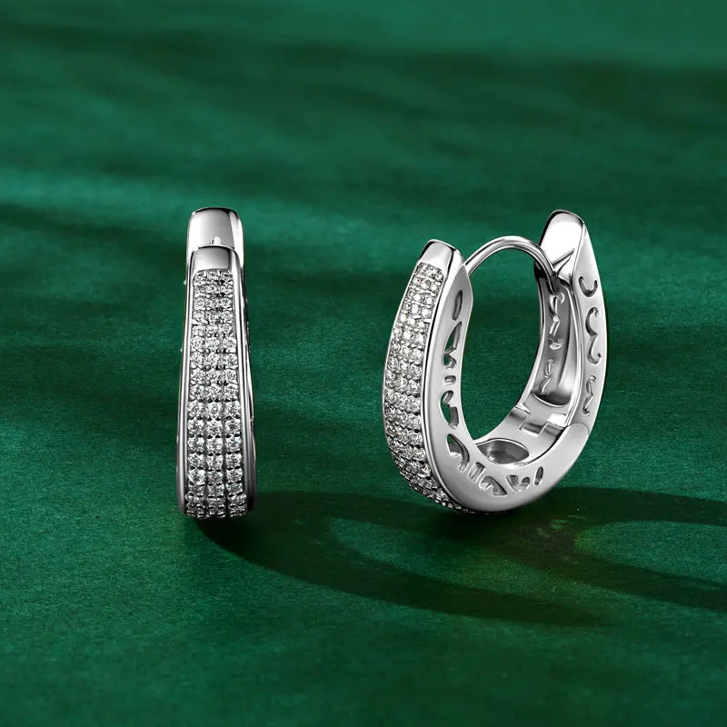 Lnngy GRA Certified 0.86CTW. Moissanite Hoop Earring Trendy 925 Sterling Silver Earrings For Women 18k Gold Plated Jewelry