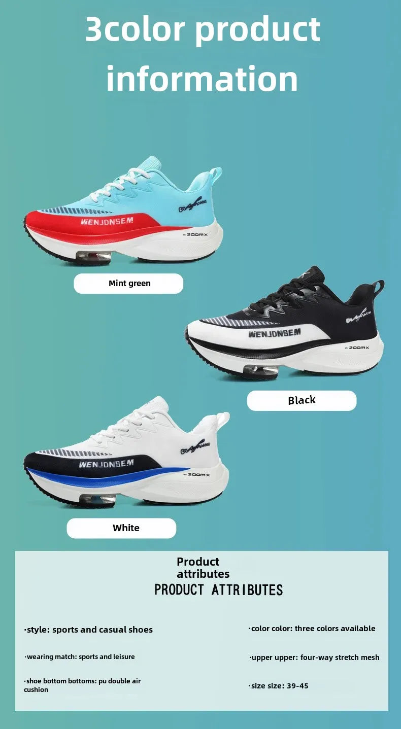 Men's Breathable Sports Shoes Summer Collection Mesh Fabric Double Air Cushion Running Shoes Korean Style The New
