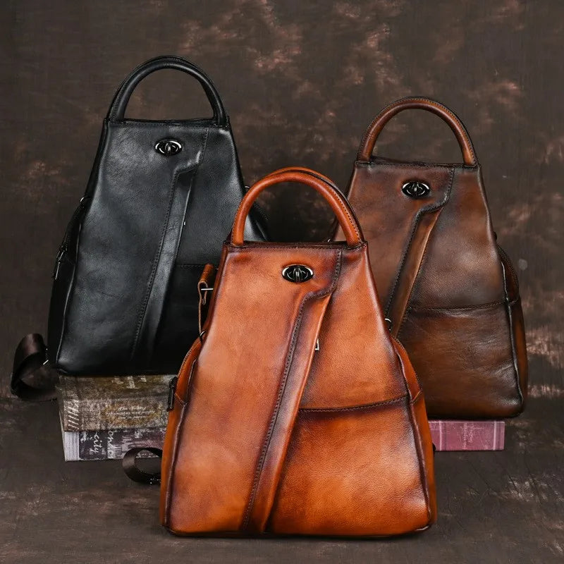 MOTAORA New Vintage Cowhide Women's Backpack Genuine Leather Travel Handbag Casual Large Capacity Solid Schoolbag Shoulder Bags