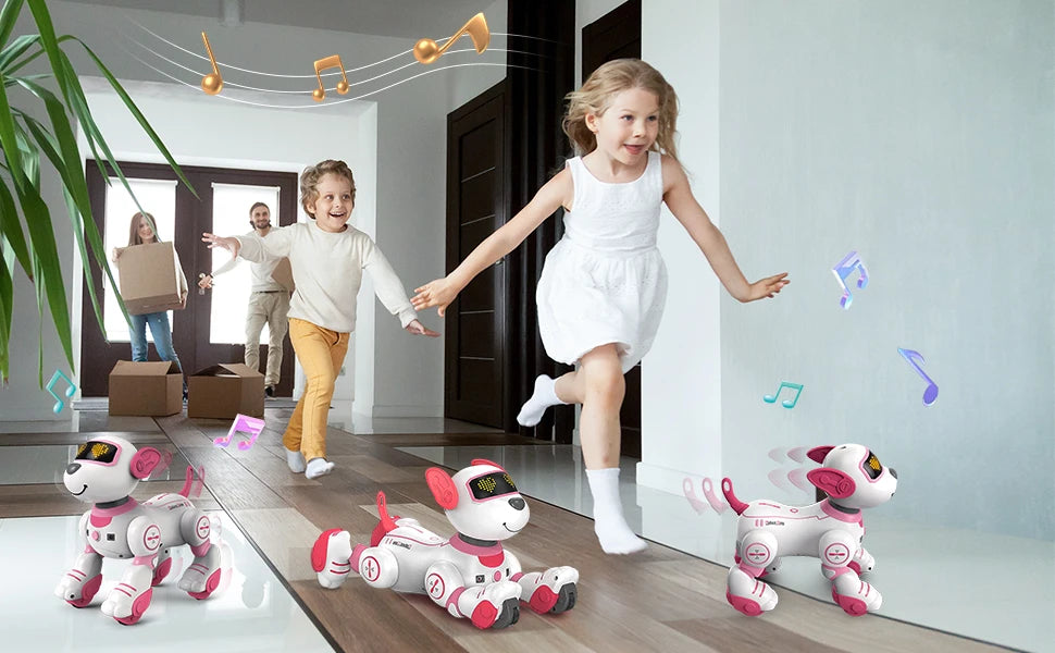 VATOS RC Robot Electronic Dog Toy Stunt Voice Command Puppy Programmable Touch-Sense Music Robot Dog Toy Christmas Gift for Kids