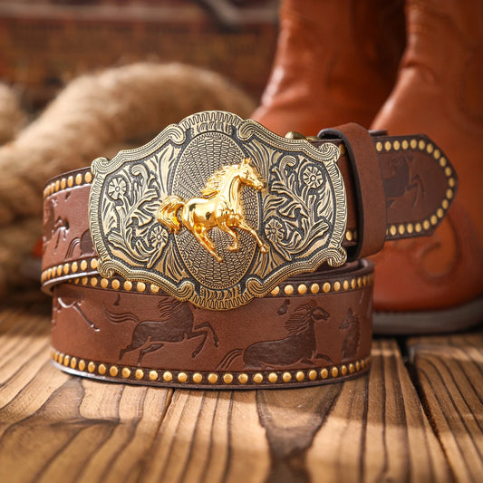 Vintage meets fashion!  Alloy buckle PU belt, suitable for both men and women, to create a personalized Western style