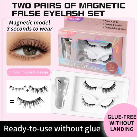 Magnetic False Eyelashes No Glue Needed - 3D Mink Eye Lashes Dramatic & Natural Look, Reusable Strip Lash Set