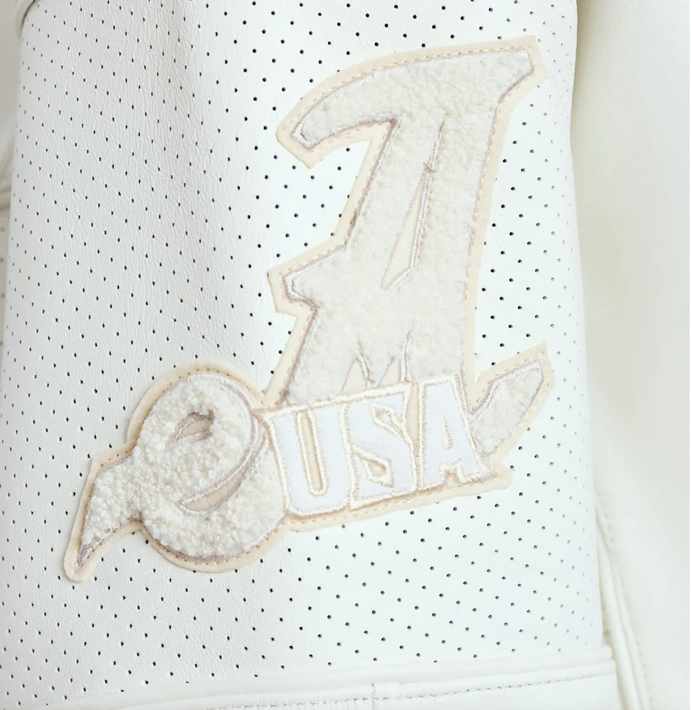 AVIREX Spring 2025 New ListingGold Club chenille embroidery100% antique European lamb leather jacket men's white leather coat