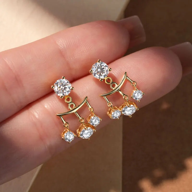 Lnngy Certified GRA 5mm 0.5ct Moissanite Earrings For Women 925 Sterling Silver Stud Earring Sparkling Korean Wedding Jewelry