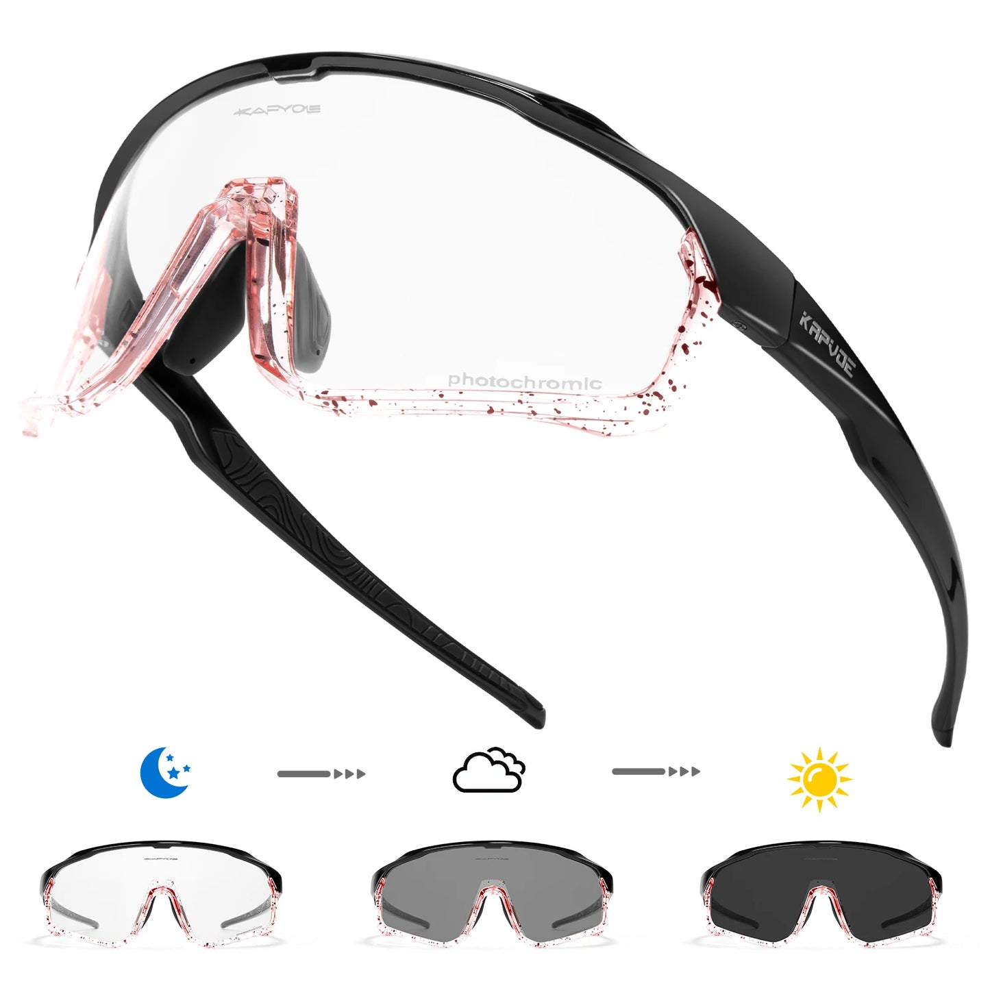 Kapvoe Photochromic Cycling Sunglasses for Men Women Bike Glasses Riding Driving UV400 Mountain Bicycle Goggles Eyewear Sports