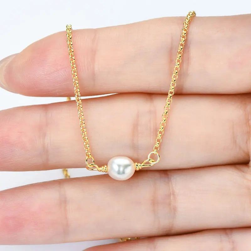 Lnngy Baroque Pearl Pendant Necklace S925 Sterling Silver Natural White Freshwater Pearl Necklace For Ladies Grace Jewelry Gift
