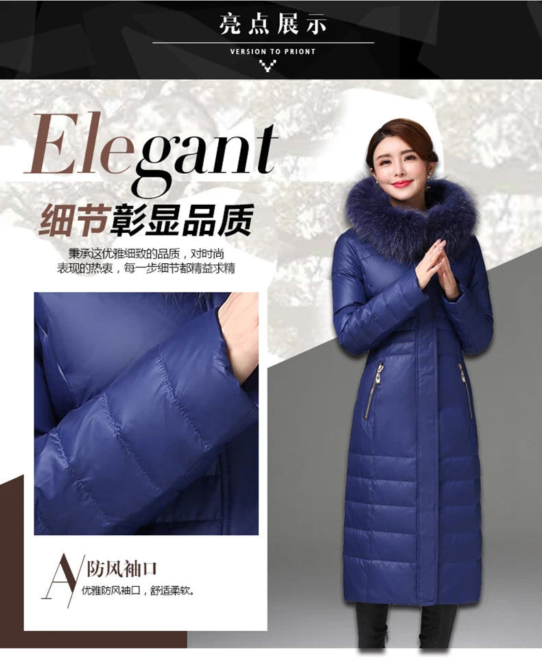 Shengyu Boya Middle-Aged and Elderly Over-The-Knee Long down Jacket Women's Jacket Thickeneded Mother's Fitted Jacket New Style