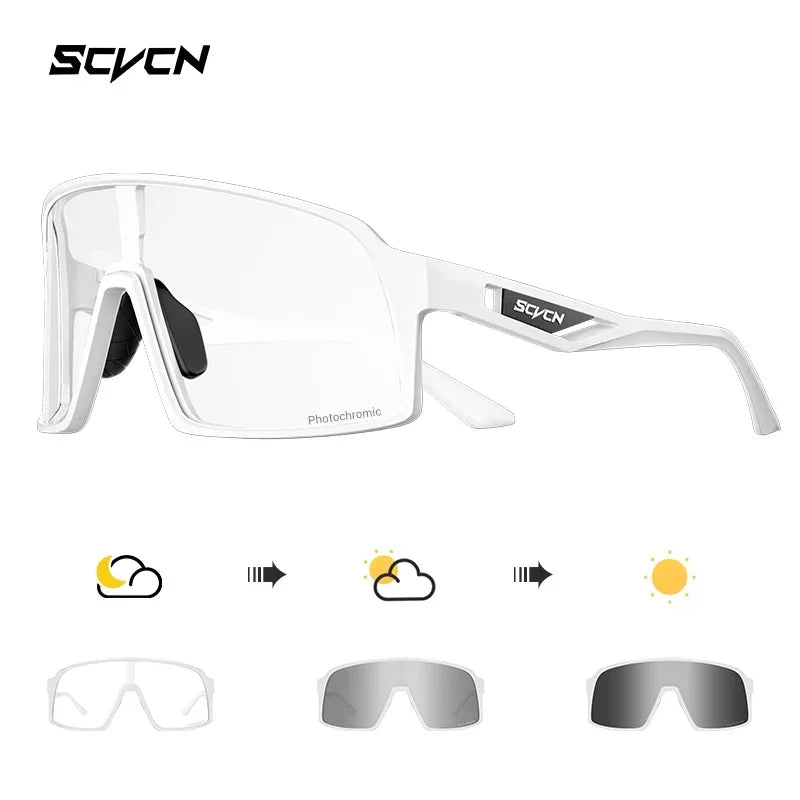 Scvcn Color Photochromic Sunglasses for Men Cycling GlassesWomen MTB Glasses Sports Hiking Running UV400 Lightweight Glasses