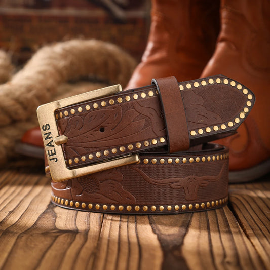 Vintage meets fashion!  Alloy buckle PU belt, suitable for both men and women, to create a personalized Western style