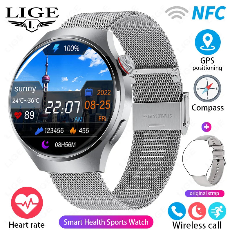 LIGE New Smart Watch Men 1.52 inch Full touch Screen  Bluetooth Call Heart Rate Waterproof Men SmartWatch For GPS Sport Tracker