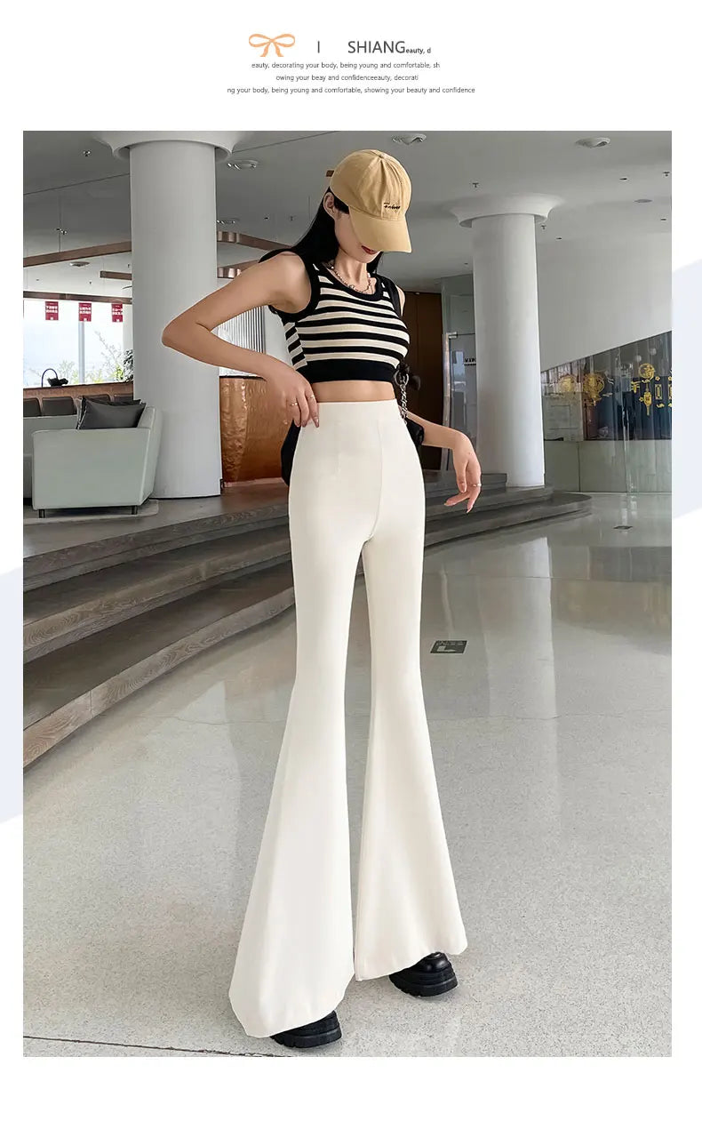 Bla Slimming High Waist Wide Leg Pants Women's Summer Thin Extended Tall Micro Flared Casual Drapey Commute Sle Trousers