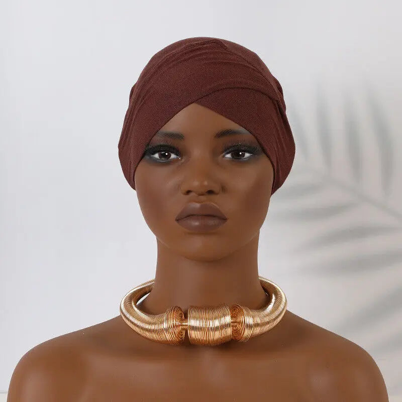 Women Stretchy Turban Modal Jersey Inner Hijab Muslim Hat Solid Color Tube Cap Islamic Under Scarf Headwrap Bonnet Arab Headband