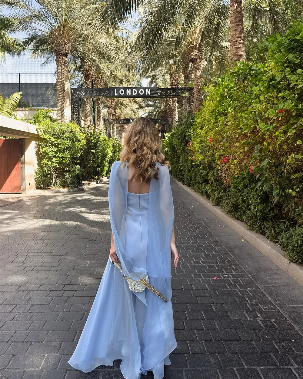 Mila Blue Strapless Customized Party Dresses A-Line Mini Sleeveless Prom Dresses Elegant Zip Detachable Shawl Evening Dresses