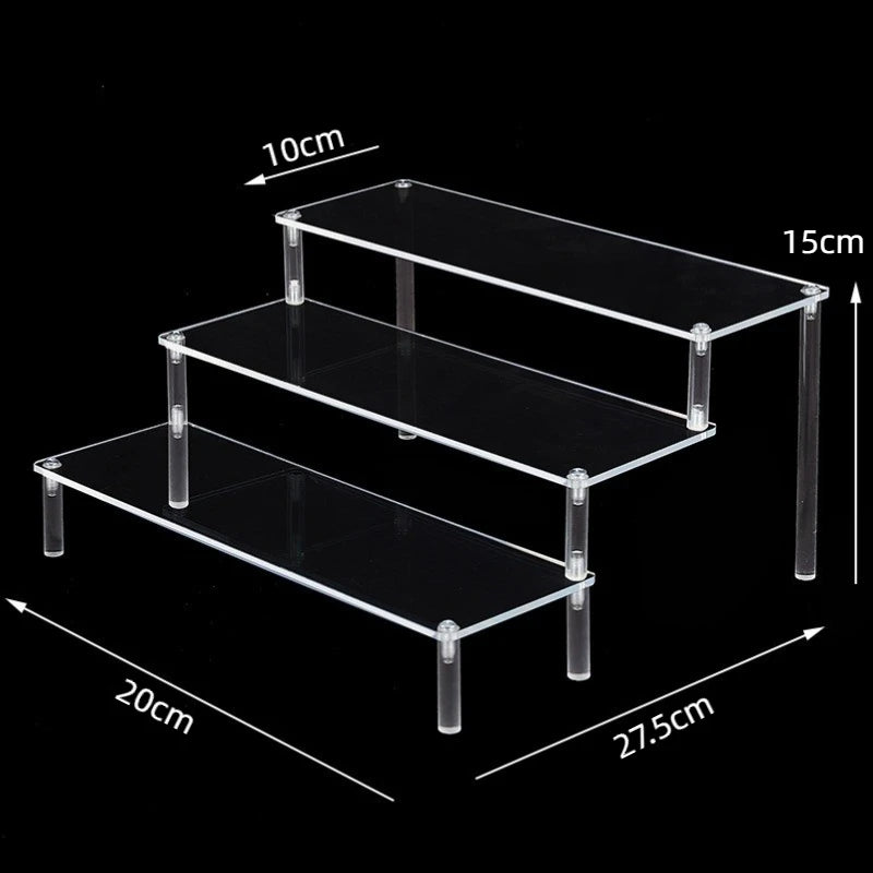 1-5 Tier Acrylic Display Stand Clear Display Riser Rack for Cupcake Perfume Doll Décor Organizer Amiibo Funko POP Figures DC05