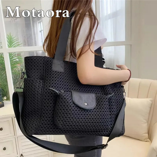 MOTAORA Large Capacity Women Totes Bag For Traveling Ladies Handbags Korean Style Fashion Mesh Girl Shoulder Bags Designer Tote