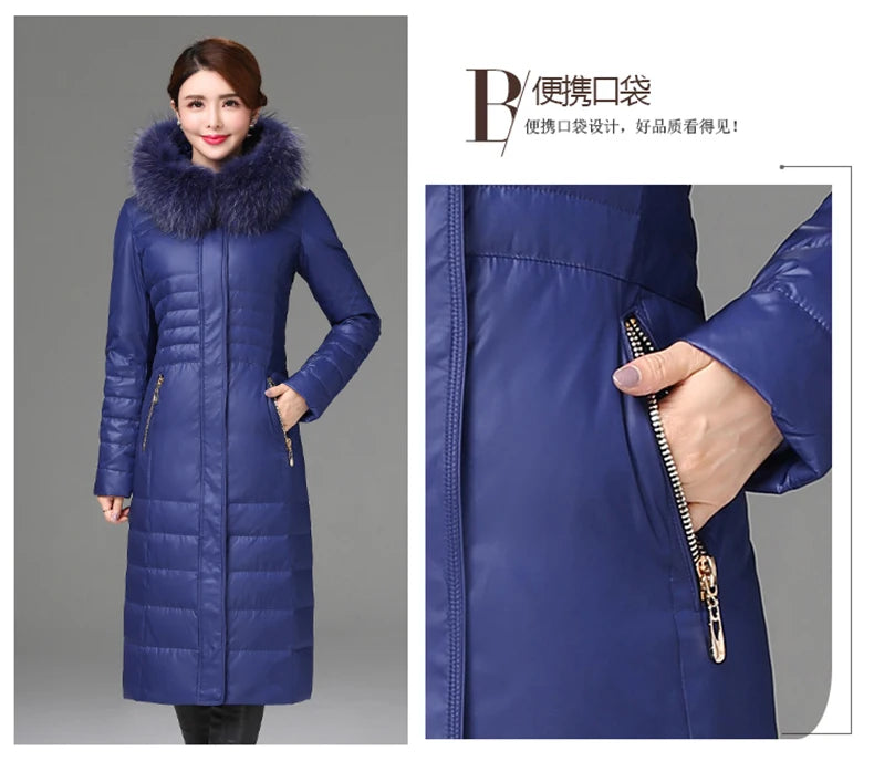 Shengyu Boya Middle-Aged and Elderly Over-The-Knee Long down Jacket Women's Jacket Thickeneded Mother's Fitted Jacket New Style